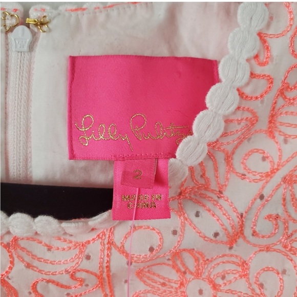 NWT Lilly Pulitzer Ellen Dress Cantaloupe Embroidered Lasercut Dress, Size 2 - Picture 10 of 15
